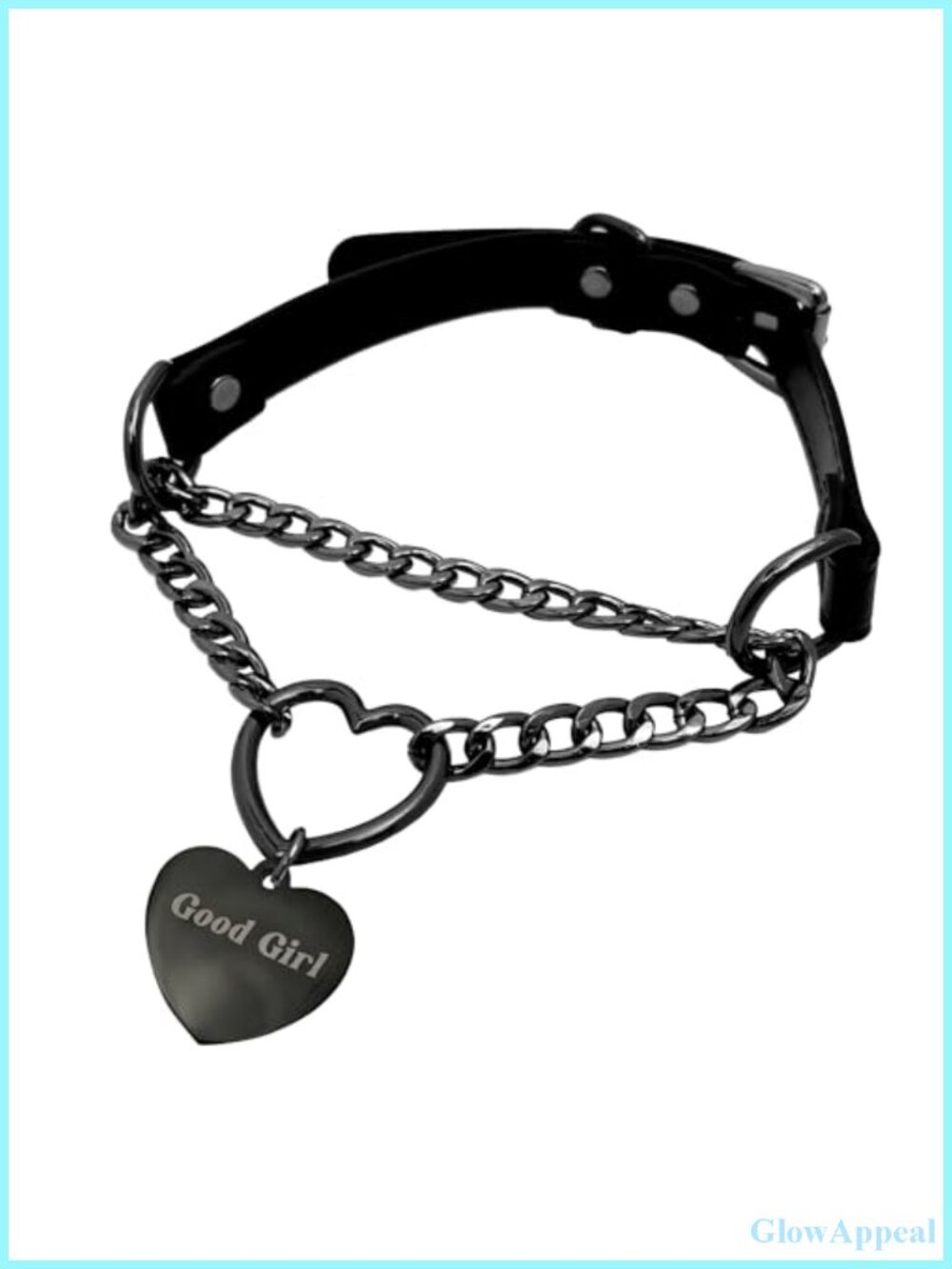PU Faux Leather Slip Chain Choker Heart Ring Cuban Chain Necklace Women